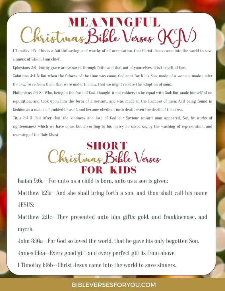 Christmas Bible Verses that are meaningful and short Christmas Bible Verses for Kids.