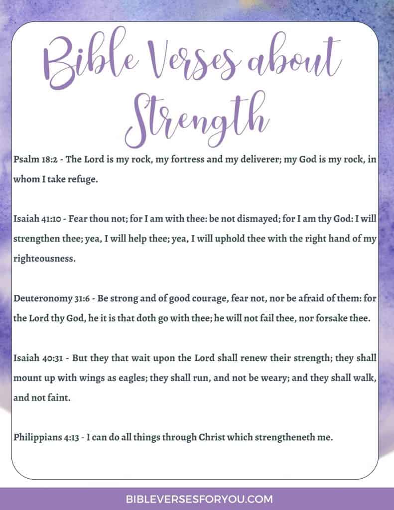 Our free printable includes 5 key Beautiful Bible Verses about strength when you feel weak, afraid, lonely, and doubting if you can get enough courage as a Christian woman.