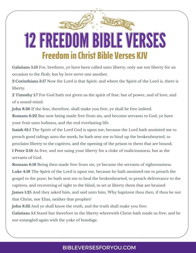 12 Freedom Bible Verses to memorize each month. Download the Freedom in Christ Bible Verses for FREE.